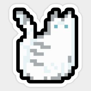 Cat Pixel Art - white dark Sticker